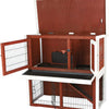 Rabbit cage with pitched roof, medium, brown/white animal cage rabbit