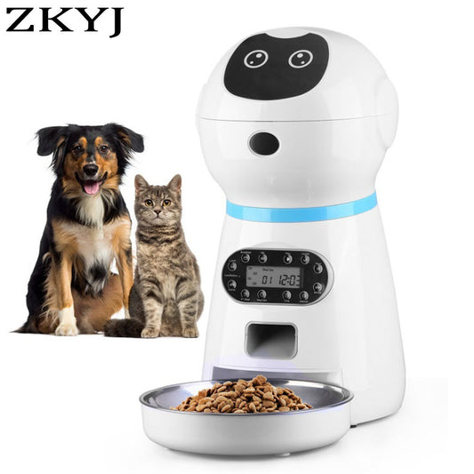 Smart Automatic Pet Feeder With Voice Record Stainless Steel Lcd
